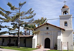 Chapel of the Mission Santa Cruz, reconstruction. MissionSantaCruzCalifornia.jpg