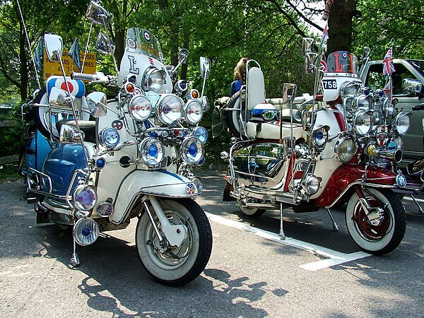 Two highly accessorised "mod-style" Lambretta scooters in 2007