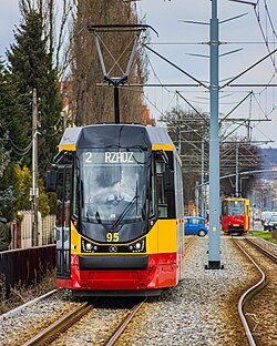 Tříčlánková tramvaj Moderus Beta v Grudziądzi
