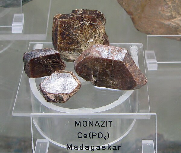 Thulium is found in the mineral monazite