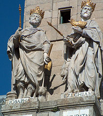 Josías y Manasés, detalle del grupo de reyes de Israel del patio de los Reyes de El Escorial, de Juan Bautista Monegro.