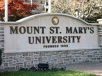 The entrance sign to Mount St. Mary's University. MountStMarysSign.JPG