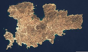 Satellitenaufnahme von Mykonos