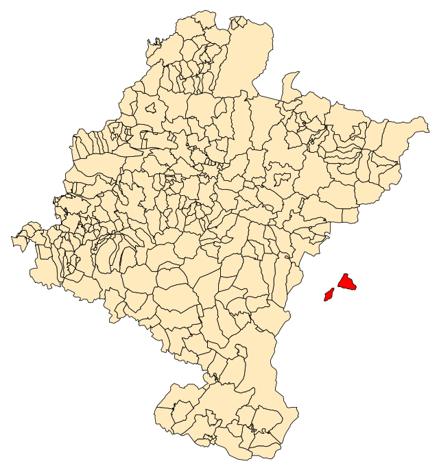 Localização do município de Petilla de Aragón em Navarra