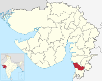 मानचित्र जिसमें नवसारी ज़िला Navsari district નવસારી જિલ્લો हाइलाइटेड है