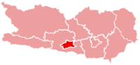 ケルンテン州におけるフィラッハの位置の位置図