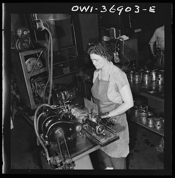 File:One of the women employees in the machine shop of the Greyhound garage 8d32730v.jpg
