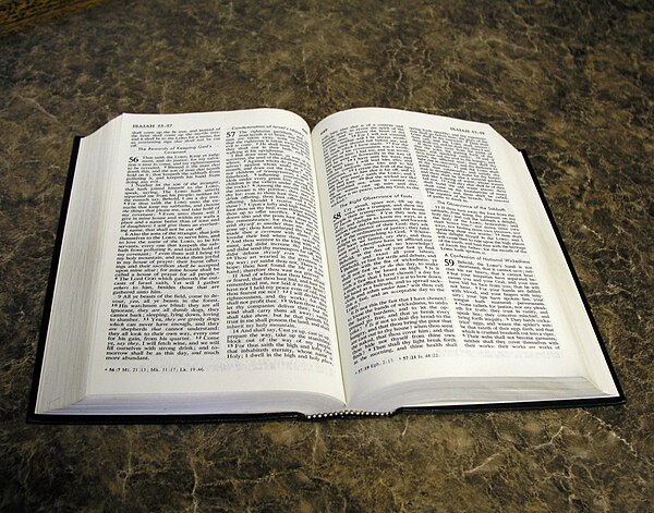 A Bible open to the Book of Isaiah