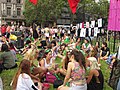 Manifestantes en la Plaza del Congreso a favor de la sanción de la Ley de Aborto Legal