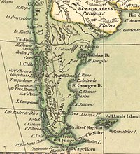 Map of 1808 showing the entire Patagonia within Chilean territorial jurisdiction. Patagonia, New Chili in 1808 - Laurie & Whittle (cropped).jpg