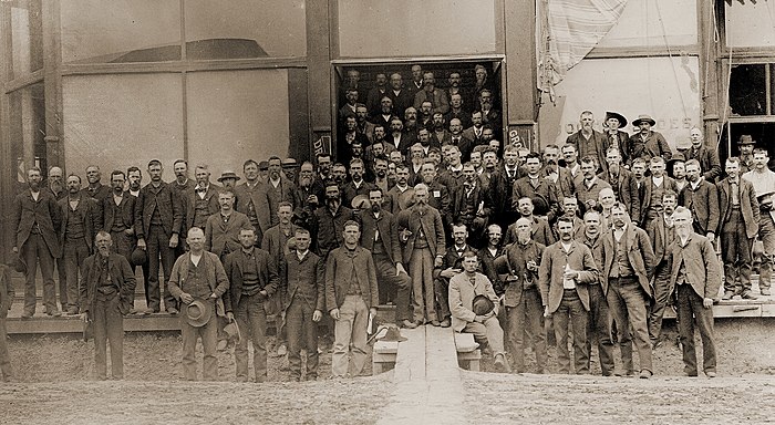 The Nationalist Clubs made common cause with the Midwestern agrarian reformers of the People's Party, shown here in an 1890 convention photo made in Nebraska.