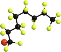 Niepodpisana grafika związku chemicznego; prawdopodobnie struktura chemiczna bądź trójwymiarowy model cząsteczki