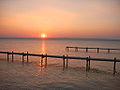 Abendstimmung am Neusiedler See; Blick von Podersdorf am See in Richtung Westen