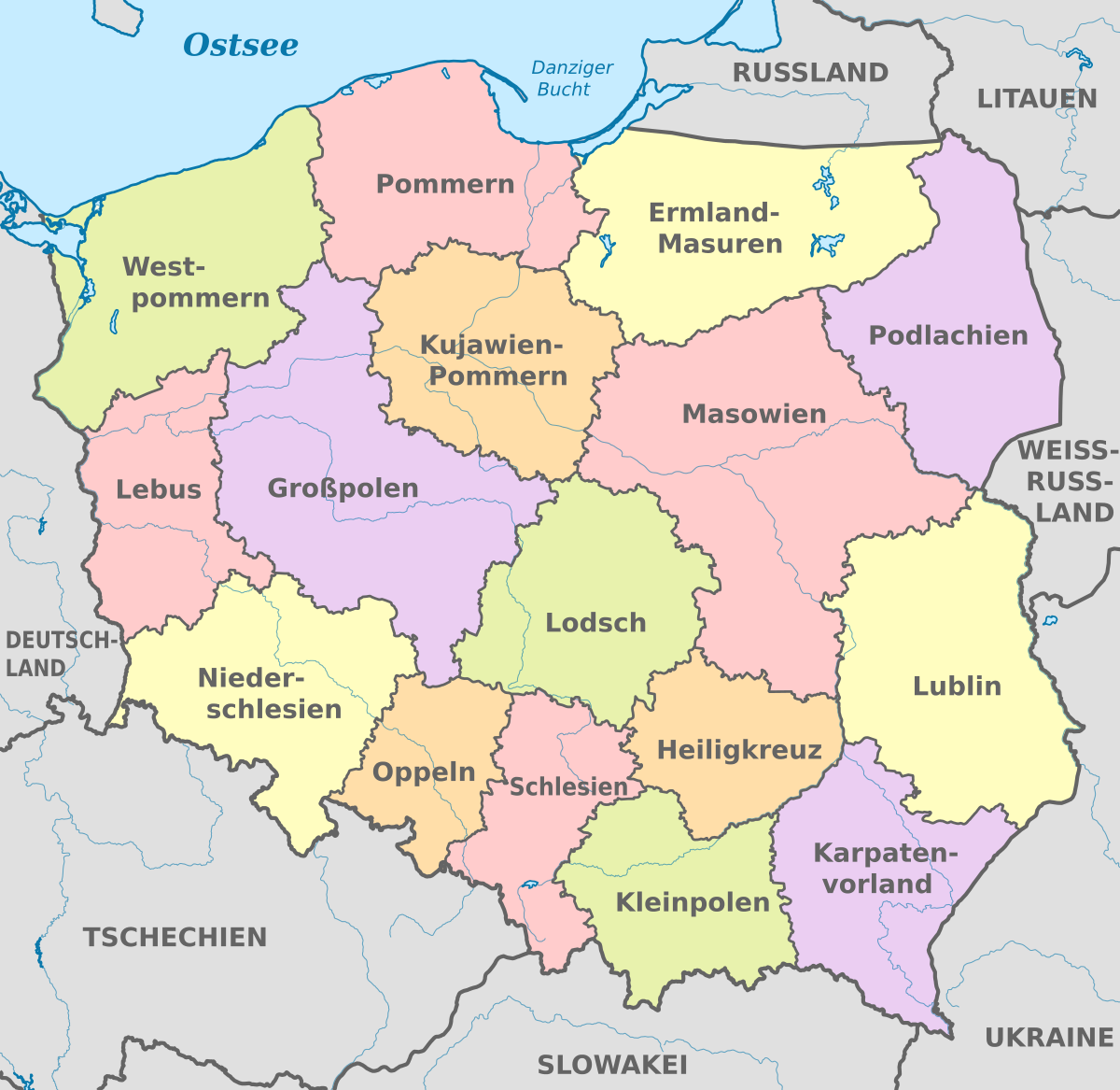 Карта германии и польши с городами на русском