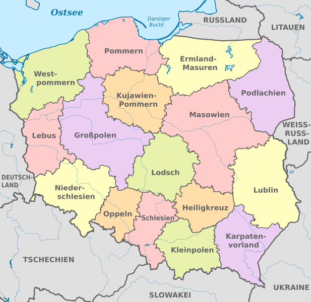 File:Poland, administrative divisions - de - colored.svg