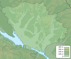 Mapa konturowa obwodu połtawskiego, po prawej znajduje się punkt z opisem „miejsce bitwy”