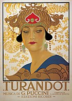 Plakat zur Uraufführung der Oper Turandot 1926.