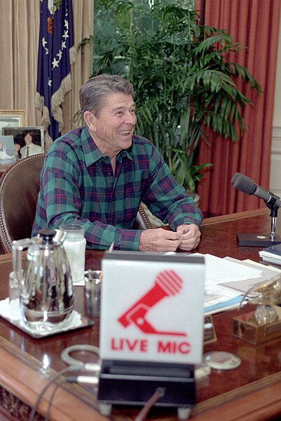 File:President Ronald Reagan making a radio address to the nation.jpg