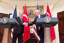 Trump and Turkish President Recep Tayyip Erdogan at the White House in May 2017 President Trump and President Erdogan joint statement in the Roosevelt Room, May 16, 2017.jpg