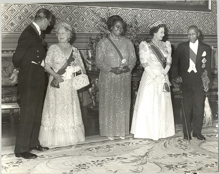 File:Prince Phillip, Queen Mother, Cecilia Kadzamila, Queen Elizabeth, and Dr Banda.jpg