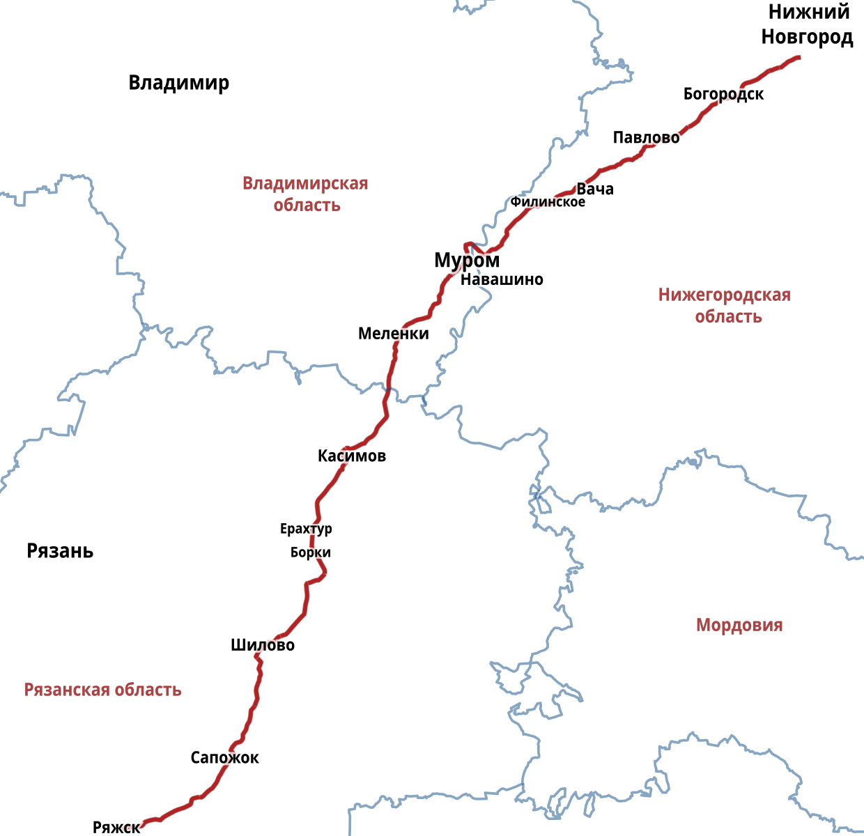 Дорога рязань ряжск карта