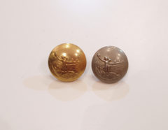 ROC metal tunic buttons, (Gilt Officer's button 3 mm larger in diameter), depicting the Elizabethan coast watcher emblem.