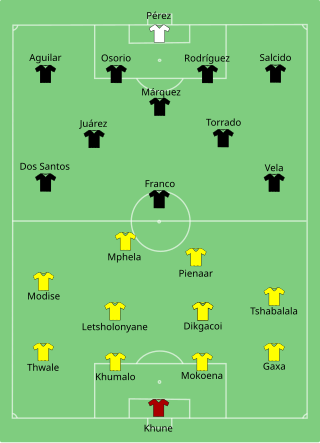 Composition de l'Afrique du Sud et du Mexique lors du match le 11 juin 2010.