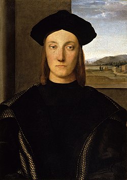 Guidobaldo da Montefeltro, Duko de Urbino en 1482-1508, ĉ. 1507, de Rafaelo