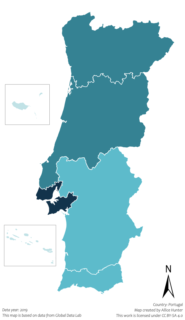 Mapa de todos os países com delegados ativos na EYCN: (1) Portugal