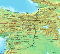 The Eastern frontier with Persia in 384 AD Roman-Persian Frontier, 5th century.png