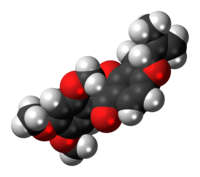 Space-filling model of the rotenone molecule