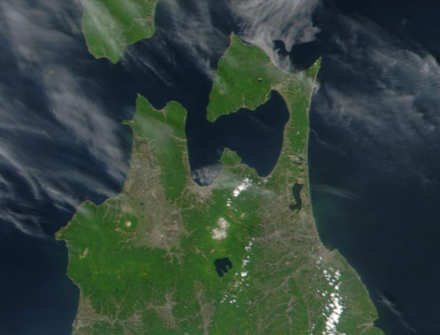 Aomori Prefecture and the surrounding area as seen from space