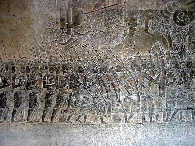 This Image believes of Siamese mercenaries in Angkor Wat. Later found as Khasi (Mon-Khmer) the Siamese name by western 16 th centur. Tai created their