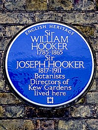 Sir WILLIAM HOOKER 1785-1865 Sir JOSEPH HOOKER 1817-1911 Botanists Directors of Kew Gardens lived here.jpg