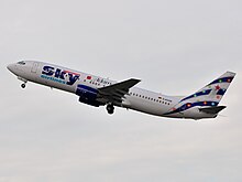 A Sky Airlines Boeing 737-800 at Dusseldorf Airport (2012). Sky Airlines B737-800 D-AGSB.jpg