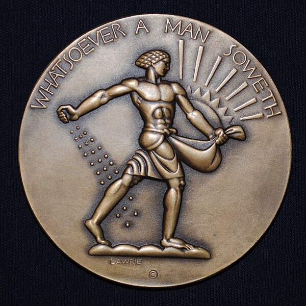 Society of Medalists Issue 5, Whatsoever a Man Soweth That Shall He Also Reap, by Lee Lawrie. 1932 bronze