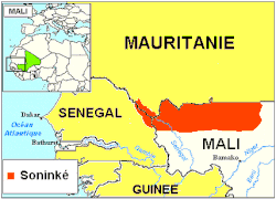 Soninkejen ydinalue Malin, Mauritanian ja Senegalin rajalla.