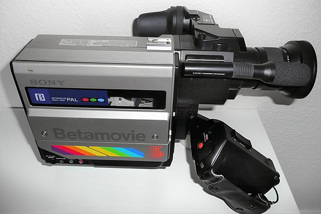 Sony Betamovie BMC-110 (BMC-100P in PAL markets) is the first consumer camcorder. Released in 1983 for the Betamax format. It has no playback function