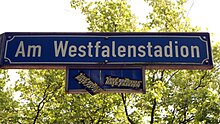 Straßenschild Am Westfalenstadion