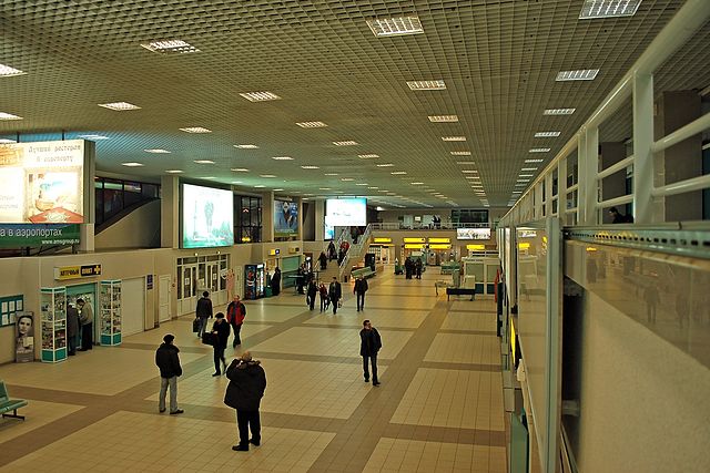 Inside the terminal of Surgut Airport.