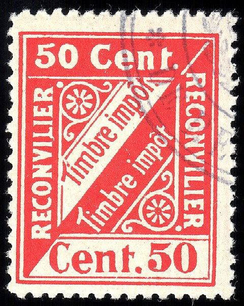 File:Switzerland Reconvilier 1904 revenue 1 50c - 1.jpg
