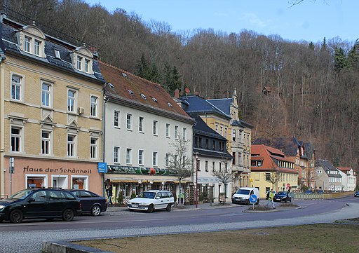 Tharandt, Häuserzeile Am Markt und in der Dresdner Straße