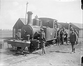 A Hunslet Engine Company 4-6-0T in France at Boisleux-au-Mont, 2 September 1917.