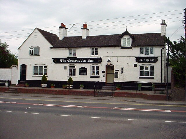 The Compasses Inn, next to the A49, is one of three pubs in Bayston Hill.