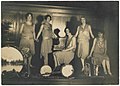 Thelma Ready's Orchestra on stage at the Grill Room, Hotel Australia c1929. Musicians include: Lilian Stender, Kath McCall, Thelma Ready, Alice Organ/Dolphin, and Lena Sturrock.