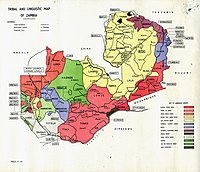 5. A tribal linguistic map of Zambia, date unknown - Zambia - clicked 84,699 x - Maps from the African Studies Centre (Leiden)