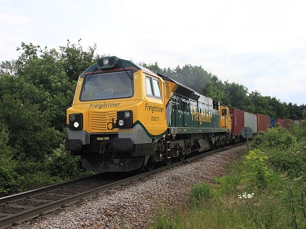 A Freightliner Class 70 at the Port of Felixstowe in June 2012