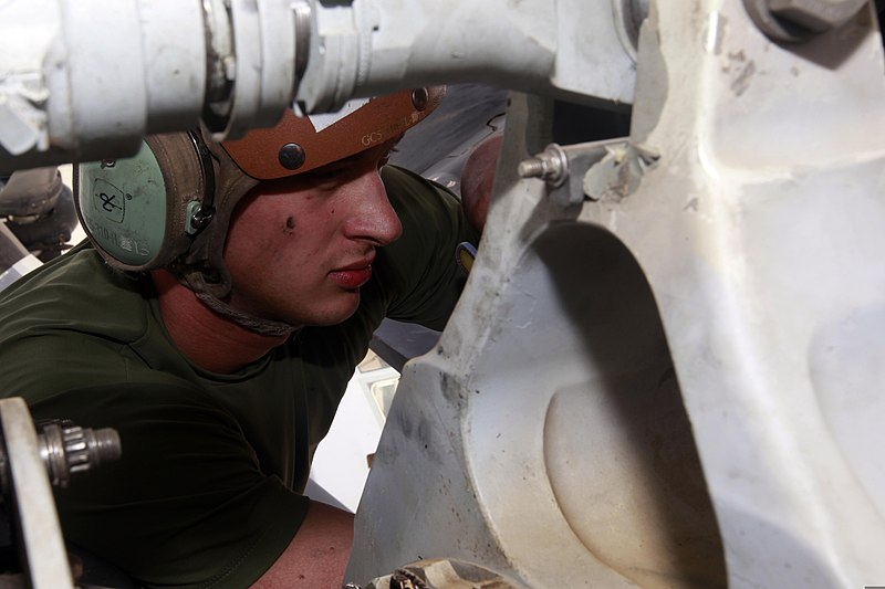 File:U.S. Marine Corps Cpl. Randall H. Borgman, a crew chief with Marine Medium Tiltrotor Squadron (VMM) 165, conducts rotor track and balance adjustments on an MV-22 Osprey tiltrotor aircraft at Camp Bastion 130816-M-BU728-113.jpg