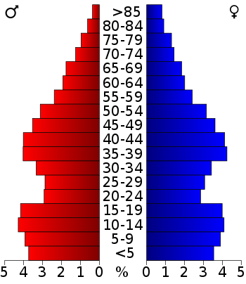 USA Guadalupe County, Texas age pyramid.svg
