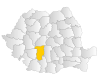 Bản đồ Romania thể hiện huyện Vâlcea